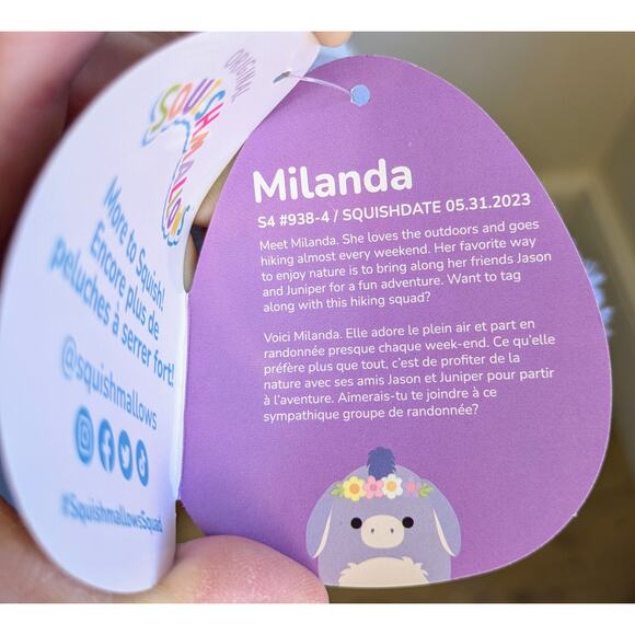 NEW Milanda The Donkey Squishmallow 6" Lilac Stuffed Plush 2024 Flower Crown - Picture 2 of 8